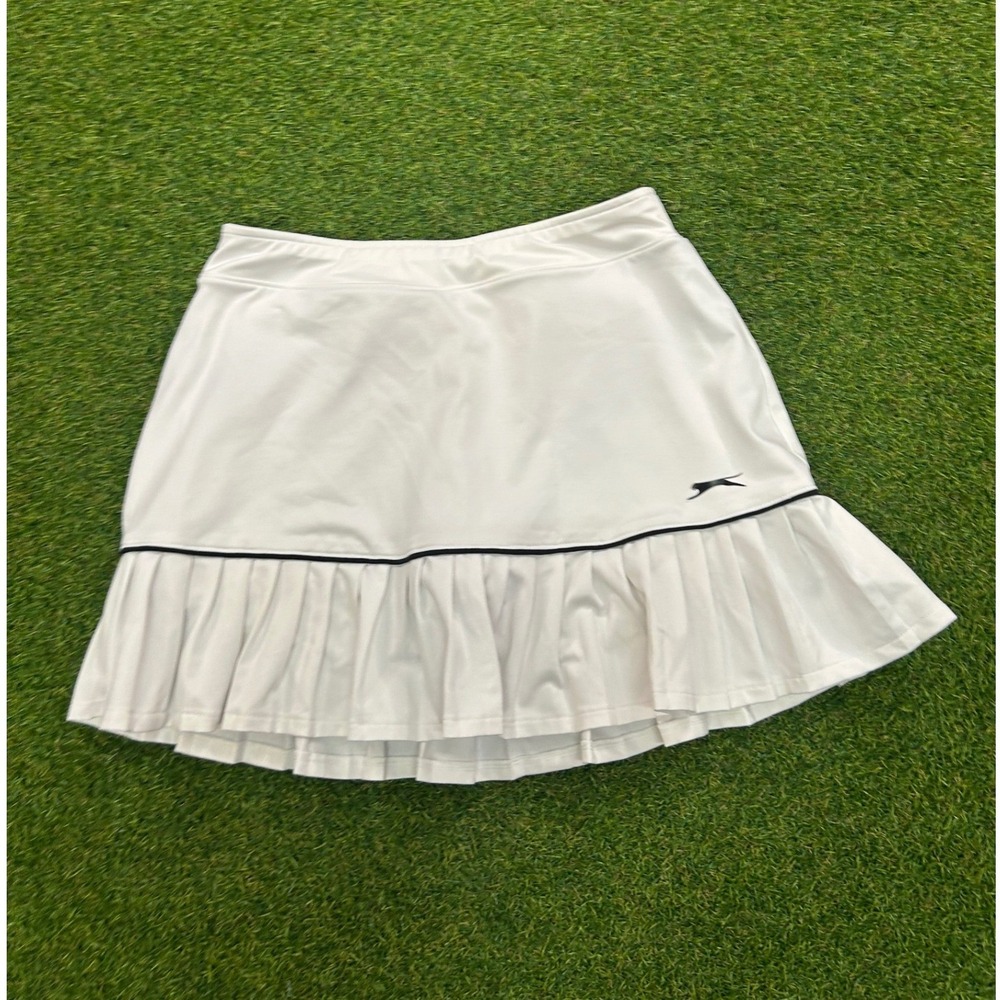 Slazenger Golf Skort Womens XS White Pleated Ruffle Tennis Skirt Mini Pocket